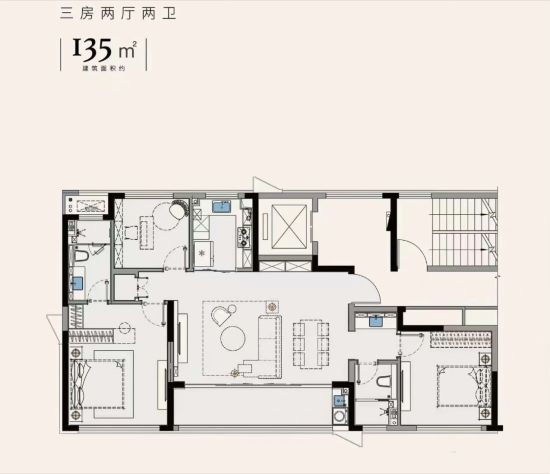 135㎡横厅户型图