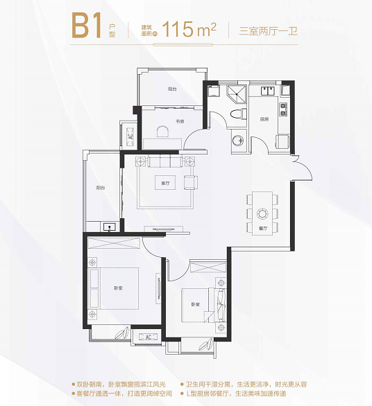 滨江雅园115㎡户型图