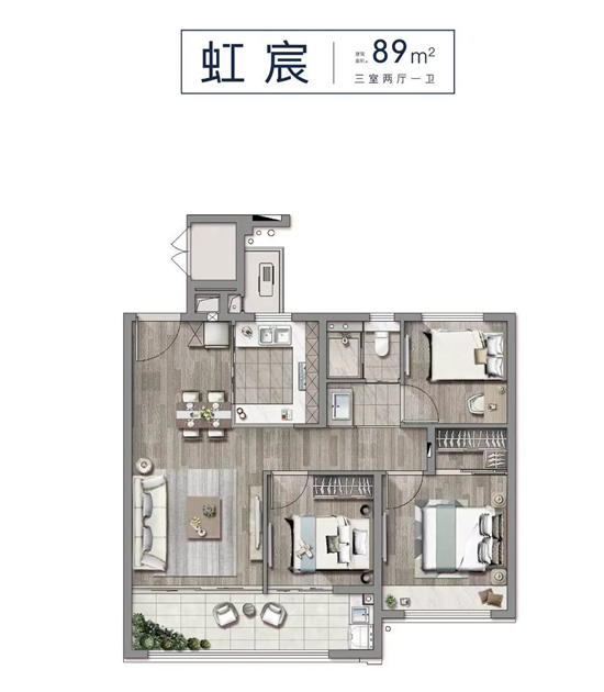 都会紫京89㎡户型图