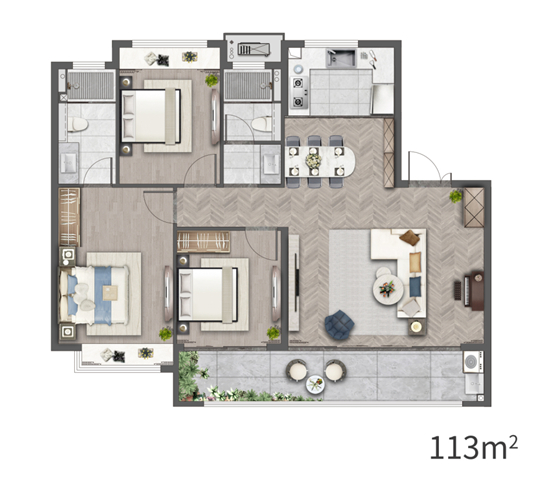 首开南岸潮鸣113㎡户型图