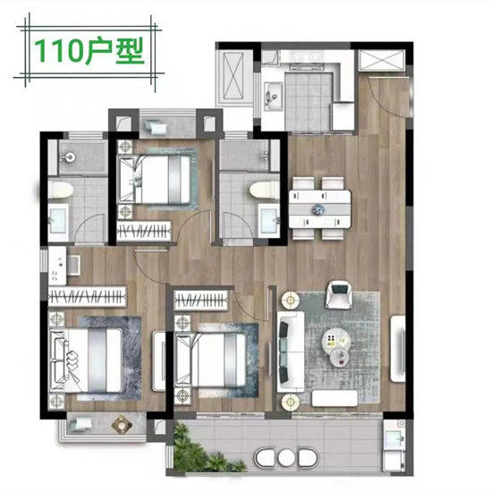 山语春风110㎡户型图